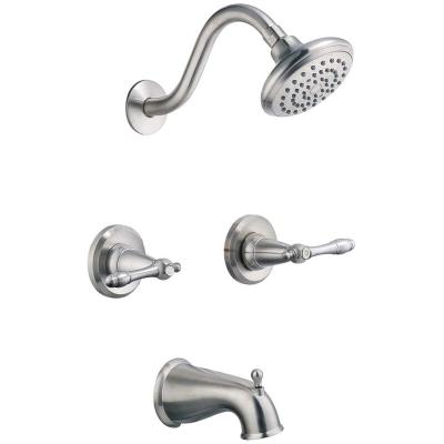 China Other Factory Outlet Satin Nickel 2 Handle Shower Faucet Set Concealed Bathroom Rain Mixer Shower Set for sale