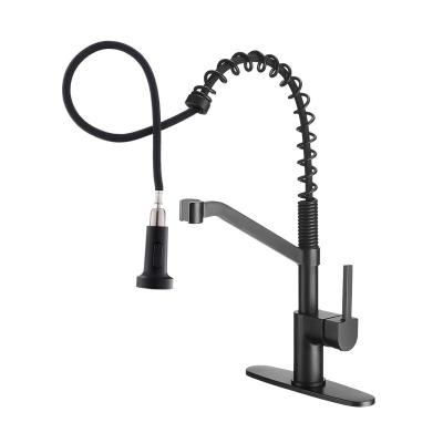 China Factory Outlet Thermostatic Hot Selling Solid Brass Faucets Strip Pull Down Matte Black Industrial Single Handle Kitchen Faucet for sale