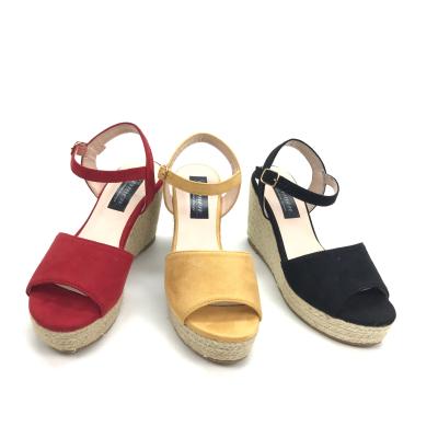 China Lightweight Women Open Toe Buckle Strap Espadrille Chunky High Heel Platform Wedge Sandal Ankle Strap Ladies Shoes for sale