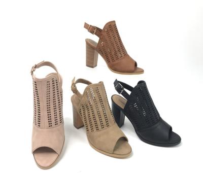 China Laser Peep Block Toe Sandals Women Pumps Shoes Breathable Block High Heels Sandals Ladies for sale