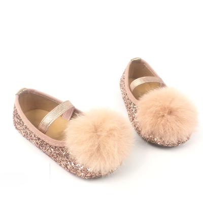 China INS Fashion Glitter Style Round Warm Flat Cloth Girls Infant Kids Shoes Size 18 And 22 Running for sale