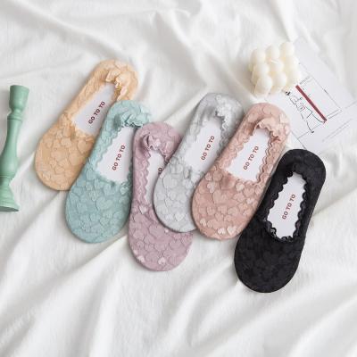 China Breathable lovely lady lace up material liner socks homewear invisible ankle socks for sale