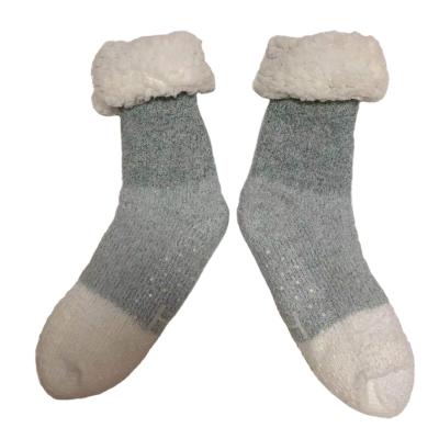 China Breathable Plush Lounge Socks Non-slip Unique Winter Fuzzy Slipper Floor Warm Fleece Anti-Slip Lined Sherpa Socks for sale