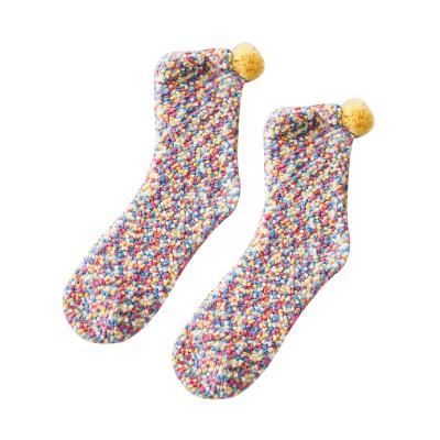 China Pom Luxury Chenille Socks With Cupcake Gift QUICK DRY Home Comfy Packing Socks for sale