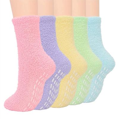 China Coral Velvet Floor Socks Solid QUICK DRY thick classic non-slip color winter distribution home socks for sale