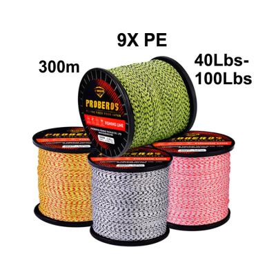 China Factory Wholesale 9X 300m Super Strong 9 Strands 40LBS-100LBS Japan PE Braided Fishing Line Float Marker Multi-Colors for sale