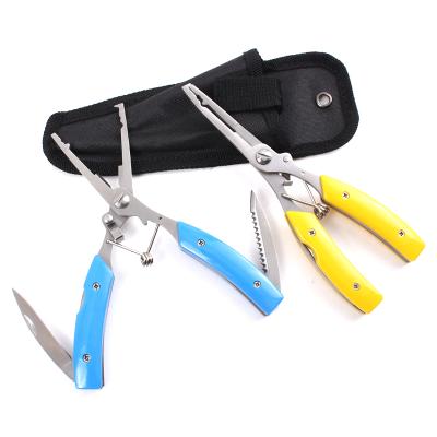 China Professional 3cr13 Stainless Steel Multi Function Fishing Accessories Plastic Scissors Handle Fishing Pliers Tools for sale