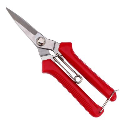 China Wholesale OEM Anti-Slip Handle Red Plastic Handle Gardening Grafting Tools Orchard Fruit Tree Grape Picking Scissors for sale