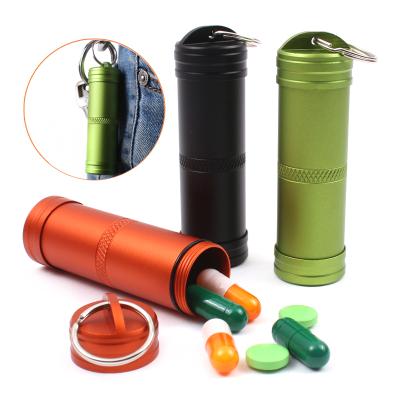 China Personal Care Aluminum Waterproof Capsule Pill Bottle Outdoor Survival EDC Camping Gear for sale