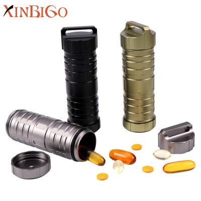 China New CNC Aluminum Alloy Pharmaceutical Metal Cnc Camping EDC Outdoor Survival Sealed Waterproof Pill Bottle for sale