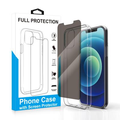 China Simple Easy TPU Phone Case 360 ​​Full Cover Privacy Tempered Glass &Phone Case For Iphone Max 12/12pro /12pro for sale