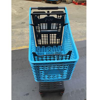 China Plastic Unfolding Basket Grocery Carts For Supermarket for sale