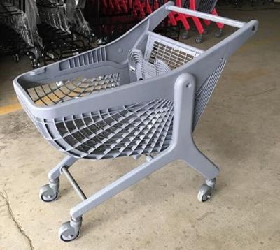 China Plastic Unfolding Supermarket Shopping Trolley With Shopping Baskets for sale