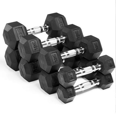 China Universal Private Label Wholesale Black Hex Rubber Adjustable Dumbbell Set for sale