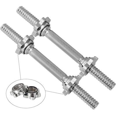 China Adjustable Weightlifting Exercise Sport Workout Fitness Barbell Strength Training Chrome Threaded Dumbbell Bar With Star Collars for sale