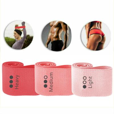 China Hot Selling Durable Custom Logo Fitness Fabric Resistance Bands Elastic Set High Quality Pink for sale