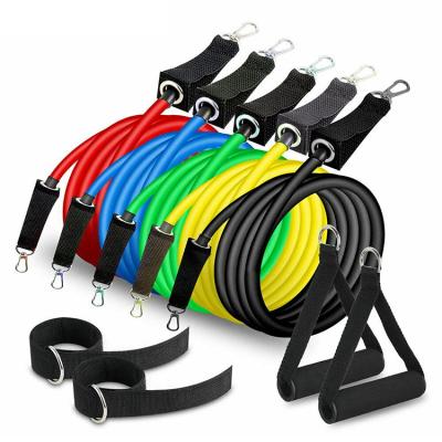 China 11pcs/set Home Exercise Fitness Latex Resistance Bands Exercise Tubing Practical Elastic Training Tubing Set for sale