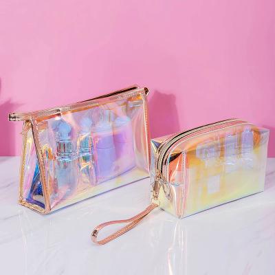 China Fashion Custom Logo Zipper Makeup Bag Pouch Transparent Waterproof Tpu Non-crease Portable Toiletry Cosmetics Storage Bag for sale