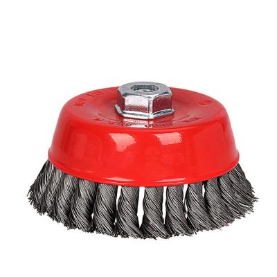 China China Cup Cleaning 80mm Knotted Wire Brush For Angle Grinder for sale