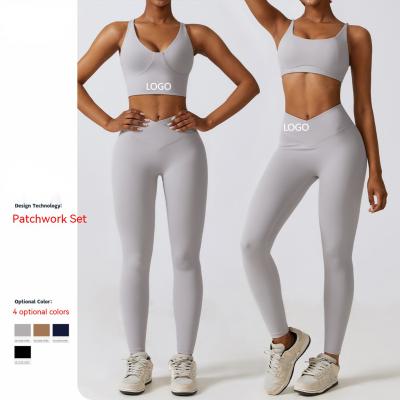 China Breathable Wholesale High V Waist Leggings Bra Vest Sets Comfortable High Elastic Gym 3 Pcs Activewear Gym Yoga Sets for sale