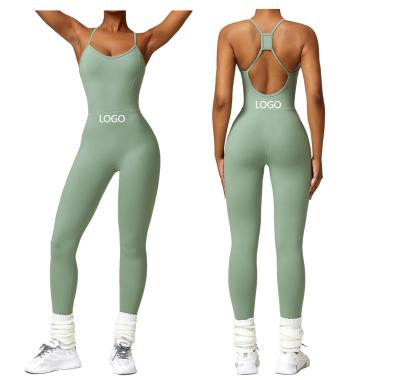 China Breathable Autumn And Winter Beautiful Back womens Soft and Fit Cut One Piece Long Pants Jumpsuits Workout Clothing Cross Back Jumpsuit for sale