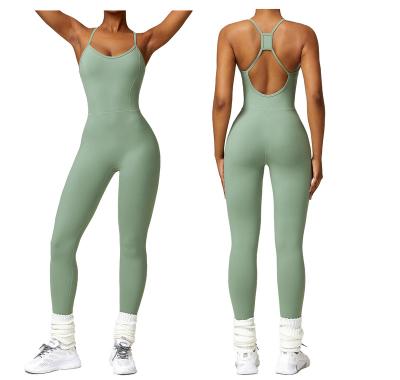 China Breathable Women's Hollow beautiful  Back Romper Women's One Piece Dance Fitness Gym Bodysuit Yoga Soft Bodysuit for sale