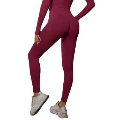 China Breathable 2023 Workout And Seamless Woman Gym Quality Peach Hip Butt Pants High Waist Yoga Leggings For Woman for sale