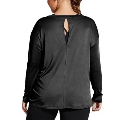 China Breathable Plus Size 4XL High quality quickly dry yoga wear breathable long sleeve running training wear Sports Wear Shirts For Womens for sale