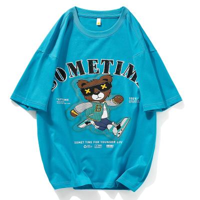 China 22149 High Quality QUICK DRY Cotton Mens O Neck Plain T Shirts Loose Shape Streetwear Oversized Men T Shirts for sale