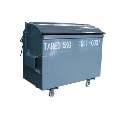 China Industrial Factory Skip Trash Cans Hot Dip Galvanized Steel Waste Bins and Recycle Bin with Metal Dome Lid on 4 Wheels for Sale for sale