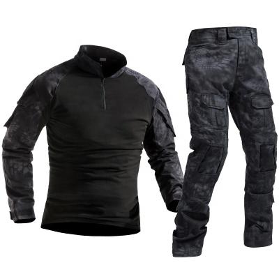 China Anti-static men's outdoor zipper 1/4 man combat T-shirt and breeches set mens camouflage gorka suit tactical suits for sale