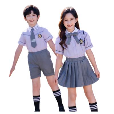 China Short sleeve school uniform designs for new style primary school uniform for girl boys and girls school uniform for sale