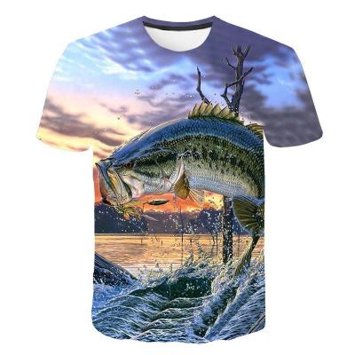 China Anti-wrinkle Printer Fishing T-shirt Fashion Black Female/Male Loose T-shirt Fishing Cap Boys/Girls T-shirt for sale