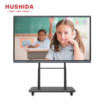 China Education.Training. HUSHIDA Conference 55 65 86 100 Inch Whiteboard Floor Stand Interactive Smart Classroom Displays Educational Equipment for sale