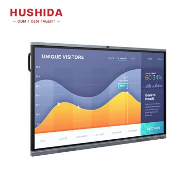 China Education.Training. HUSHIDA Conference Mobile Stand Whiteboard Touch Electric Interactive LCD Screen 86 Inch Interactive LCD Display Panel for sale