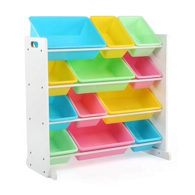 China Sustainable Toy Organizer With Plastic Bins For Playroom White for sale