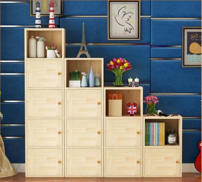 China Modern living room storage cabinet kids pine solid wood bookcase with drawers for sale