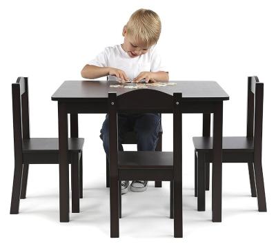 China Home Furniture Kids Wooden Table And 4 Chairs Set Espresso 119 for sale