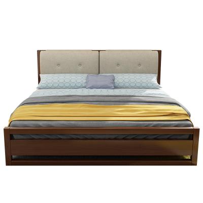 China Solid Teak Wood Solid Wood Platform Bed With Soft Headboard for sale