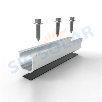 China AL 6005-T5 PV Short Rail Trapeze Gallery Metal Solar Corrugated Roof Mini Rail Bracket for sale