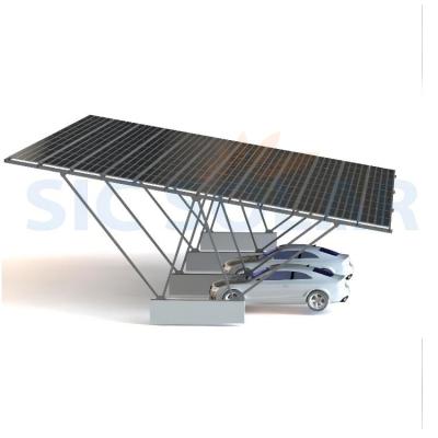 China & AL6005-T5; SUS304 solar car parking shed aluminum type PV parking rack bracket car park bracket W structure for sale