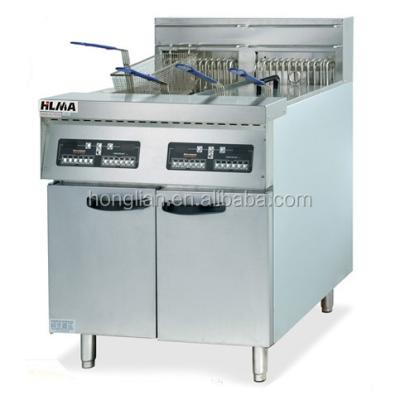 China Frying potato chips/chicken legs and timer cylinder french fries etc. DF-26-2A double frying machine for sale