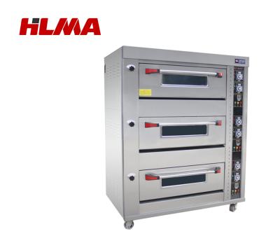 China High Efficiency 3 Deck 6 Trays Bakery Bread Machine Cabinet Gas Oven Deck Oven YXY-60 for sale