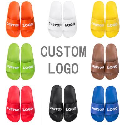 China Soft White EVA Slippers Custom PVC Designer Slide Women Men Sandals Summer Bedroom Pillow Indoor Logo for sale