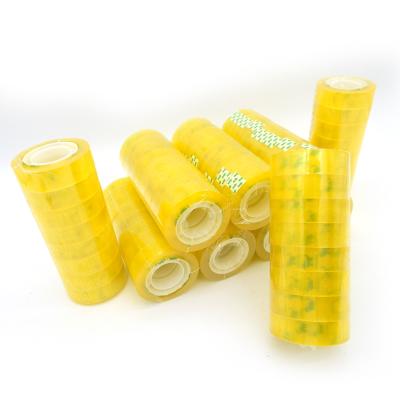 China Waterproof Hot Selling Adhesive Tape Bopp Stationery Transparent Yellow Clear Tape Small For Student Use for sale