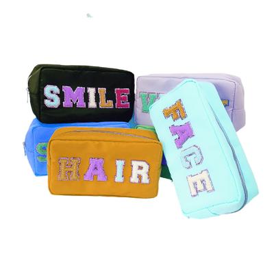 China New Fashion Nylon Goods Make Up Lady Bags Towel Embroidery Logo Polyester Makeup Box Large Capacity PU Cosmetic Bag for sale