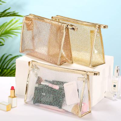 China Iridescent Holographic Sparkle Rainbow Toiletry Bag Travel TPU Holographic Sparkle Laser Bag Fashion Button Laser Bag Pencil Brush Cosmetic Organizer Bag for sale