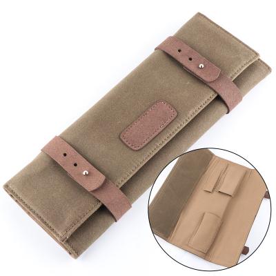 China Luxury Brand Pocket Bag Tools Canvas Nylon Oil Wax Watch Case Holder Organizer Portable Military Watches Jewelry Display 007 Wate for sale