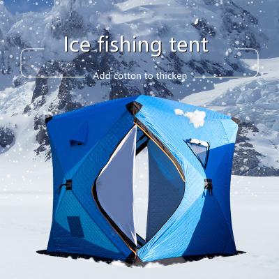 China Winter Thick And Warm Custom Made High Quality Cotton Snow Field Nail Windproof 3-4 Room Ice Fishing Tent for sale