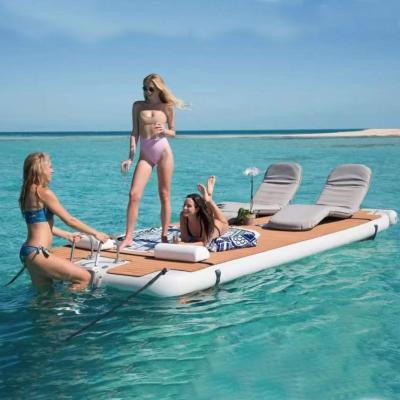 China Hot Selling PVC 3m 5m 10m Drop Point PVC Foam Inflatable Swim Platform Floating Dock Station for sale